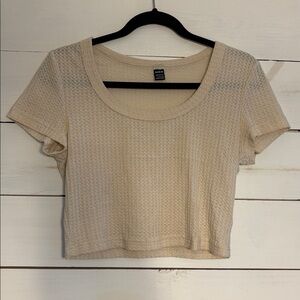 SHEIN Beige Textured Crop Top